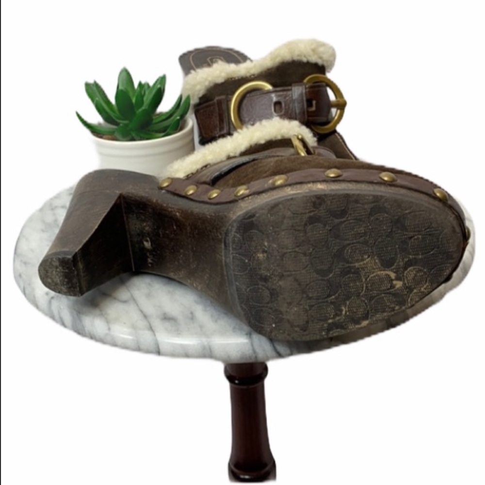 Coach Sondra Shearling Brown Clogs Size 7 - Picture 8 of 8